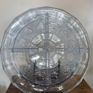 Vintage Anchor Hocking Avalon Blue divided dish